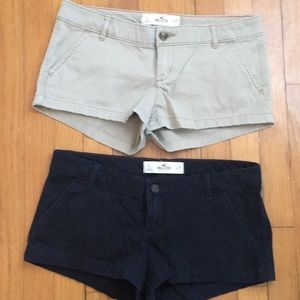 Pair of khaki and navy chino shorts